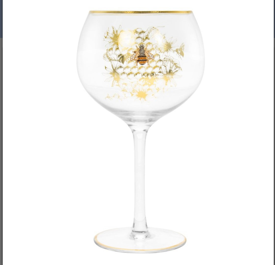 Honeycomb Bees Gin Glass