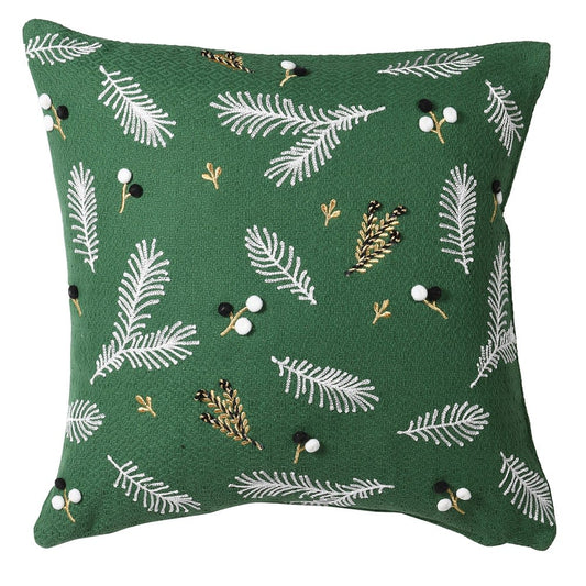 Green fern Christmas cushion