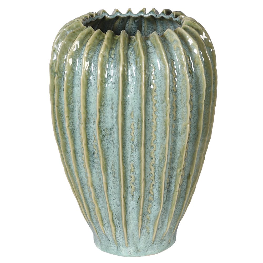 Green hand made ceramic vase