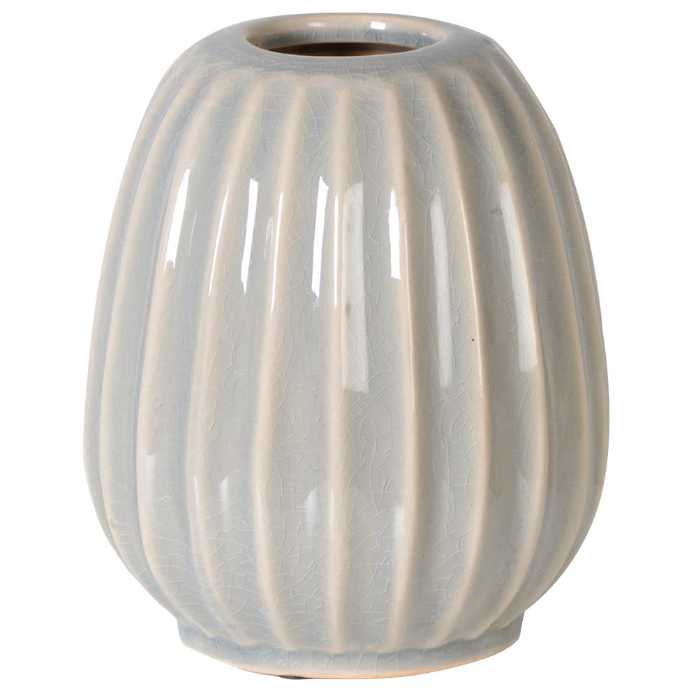 Grey ridged vase